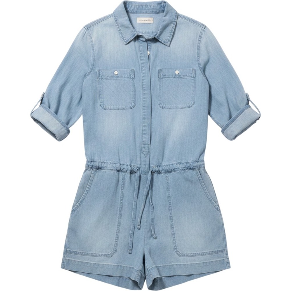 Denim & Supply Ralph Lauren Light Wash Chambray Romper Medium Cotton Utility
